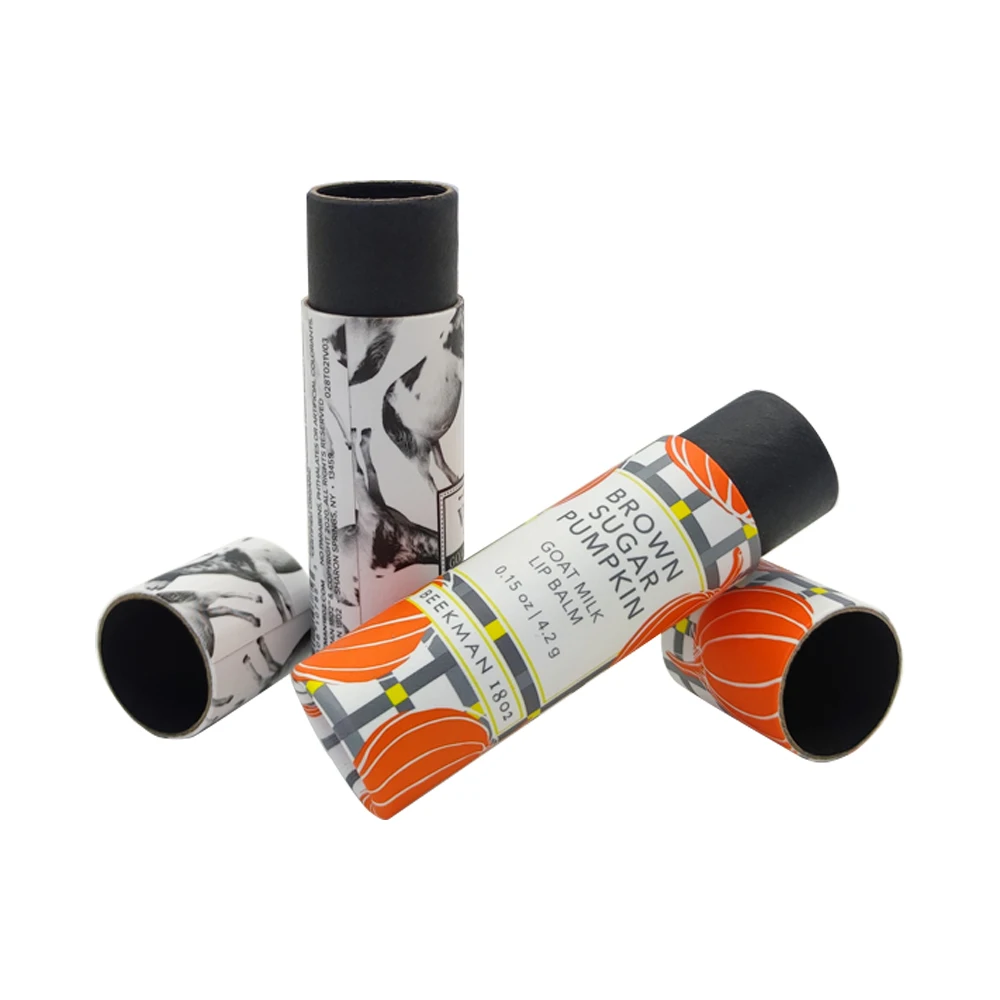 0.33Oz Factory Produced Biodegradable Lip Balm Cardboard Container Push Up Paper Tube Deodorant Cylinder Packaging