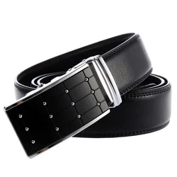 Fashion Automatic Buckle Business Cow Hide Real Leather Dress Belt for Men