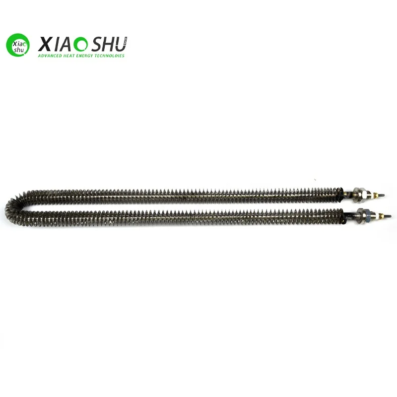 XIAOSHU 230v 500w 1500w 494mm Length Stainless Steel 304 Air Tubular Finned Heater With M14 Screw Connection