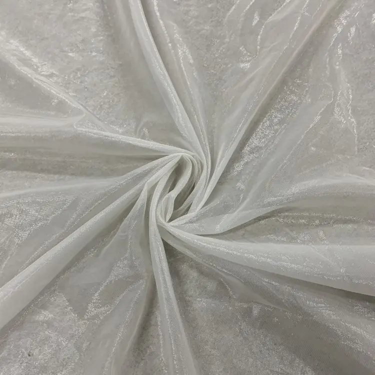 
PURE WHITE Light Texture Polyester Metallic Lame Lurex Poly Metallic Fabric FOR Dress 