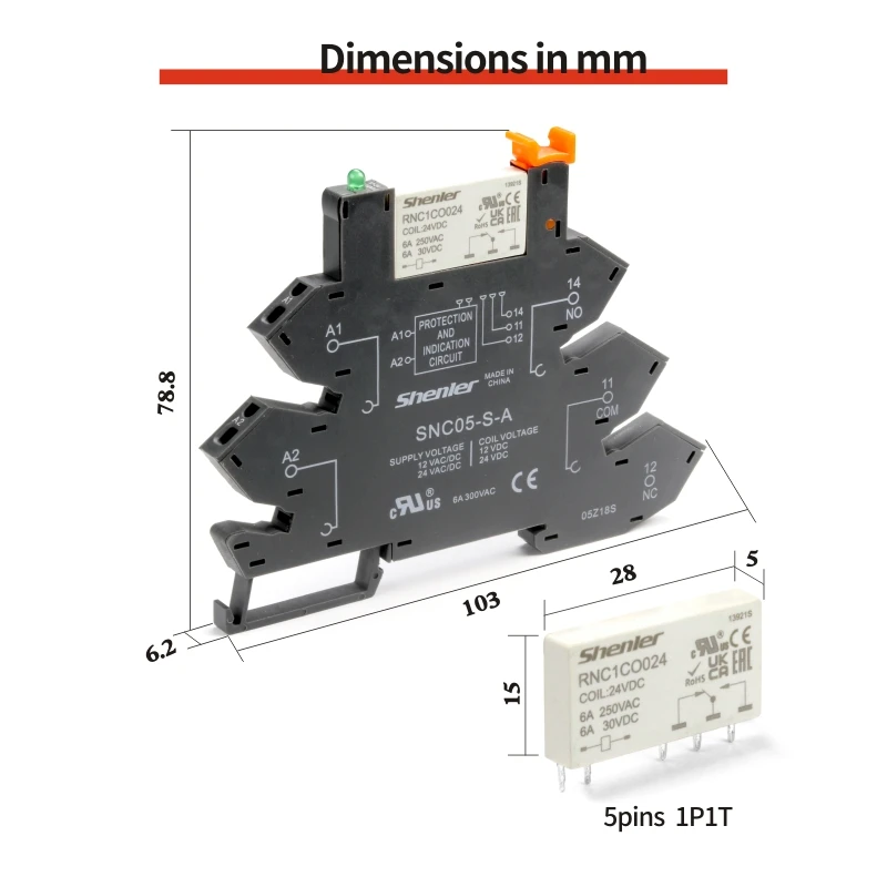 Shenler тонкий релейный интерфейс 6a dc12v in