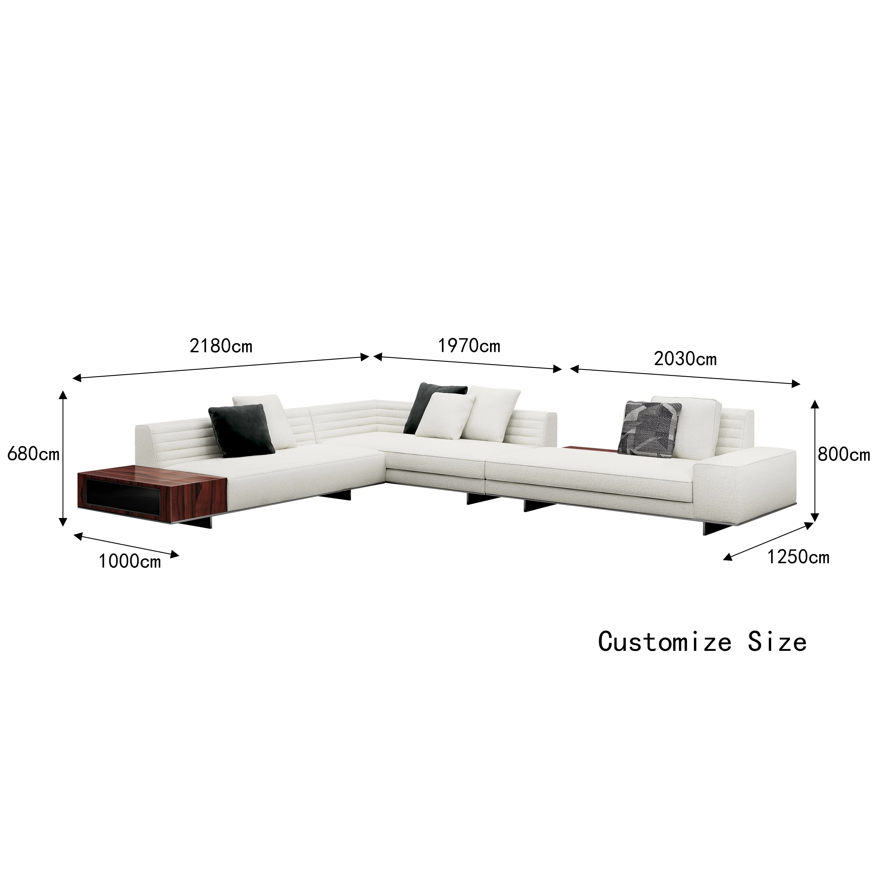 Modern Minimalist Designer Living Room Sofa for Large Families Light Luxury for Villa Large Size Fabric Corner Sofa Ste