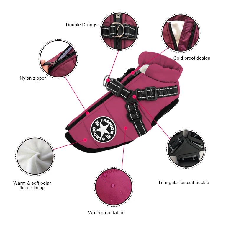 All Pet Winter Jacket Drying Coat Pet Waterproof Reflective Cat Vest Luxury Warm Custom Factory Outside Dog Clothes