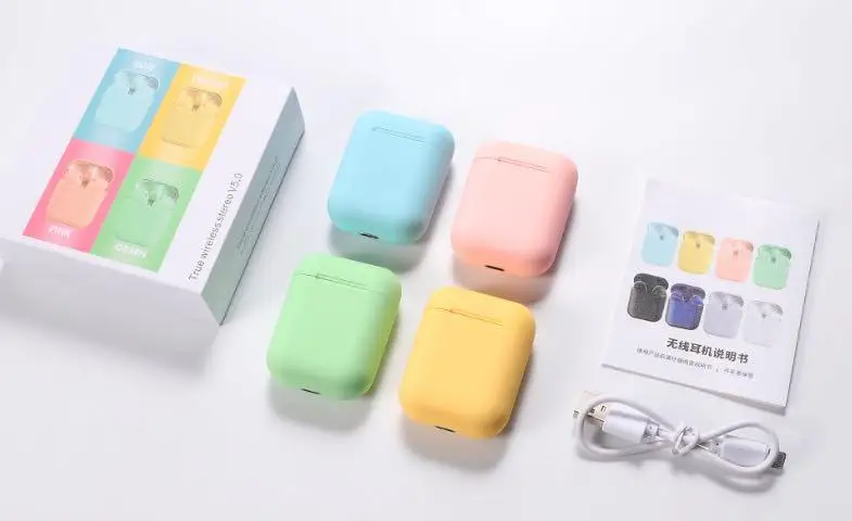  Inpods 12 i12 Macaron наушники-вкладыши TWS с 8 видов цветов мини беспроводные наушники Audifono BT 5 0 матовый розовый зеленый/желтый/синий/в