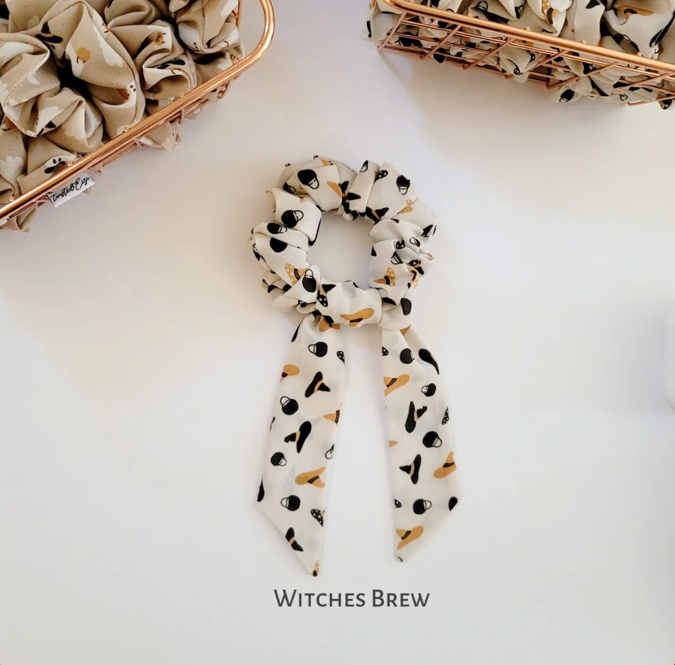 Halloween Hair Scrunchies  Removable Scarf Scrunchies Cute Hair Tie Accessory for Fall  Scarf Hair Tie lovely Gift Idea for Her