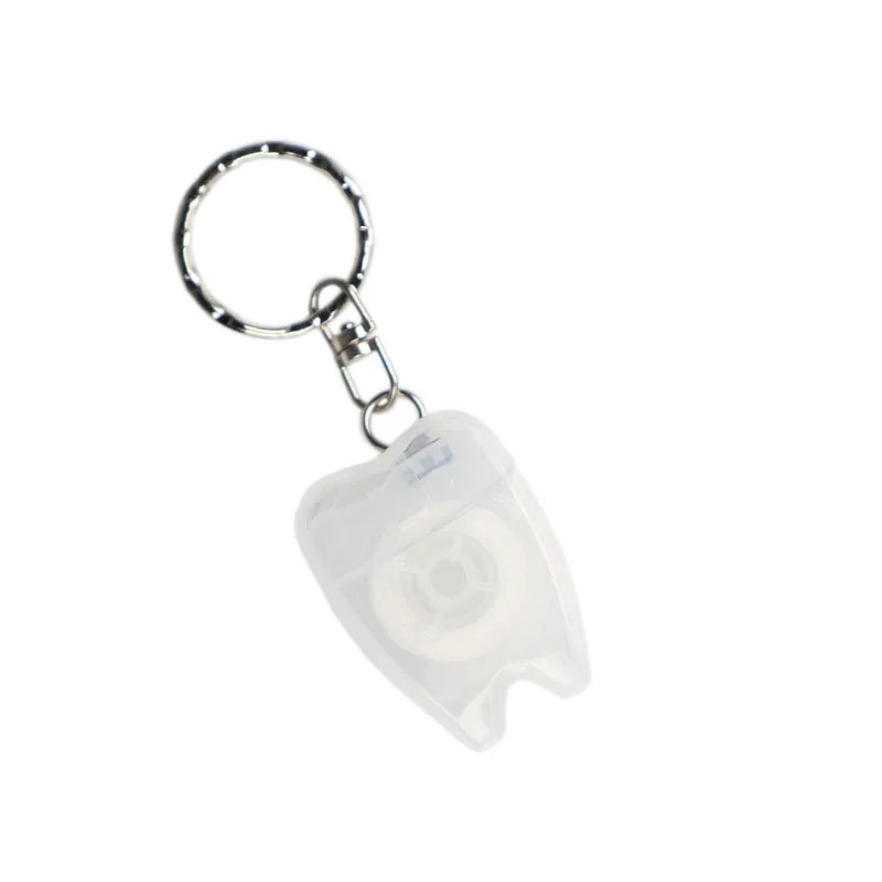 Custom Dental Floss, Silk Dental Floss 15m Printing Logo KeyChain Tooth Shaped Dental Floss