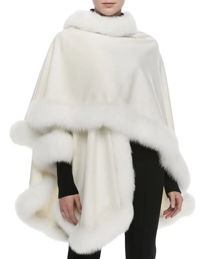 Fine Wool Kashmir Shawl with Fur Rabbit