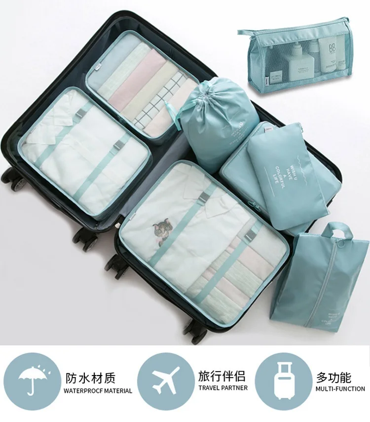 Multifunction Luggage Packing Cubes Fashion Bag 8pcs Set Beautiful Travel Clothes Under Ware Organizer Bag