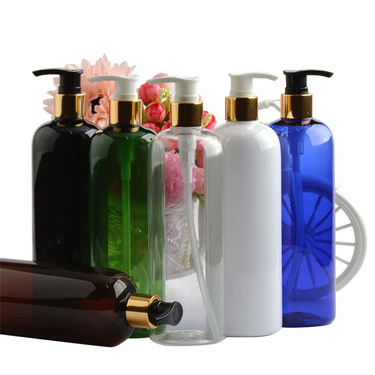 IBELONG Wholesale Clear Green Amber Blue 500ml pet plastic body wash bottle with treatment pump