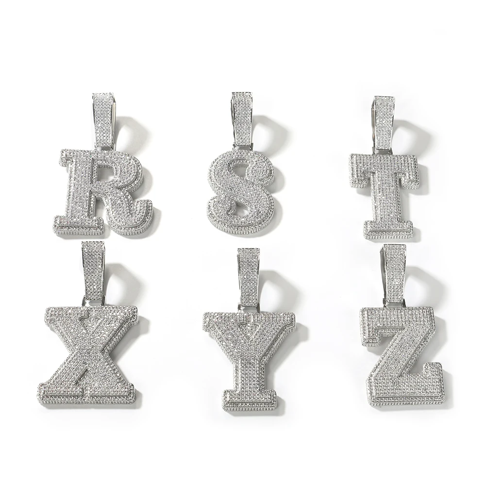 Large Iced Out Single Initial Letter A-Z Hip Hop Women Men Pendant necklace