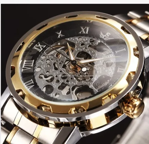 SEWOR Swarch Mechanical Watch Room Gold Steel Belt Hollow Roman Manual