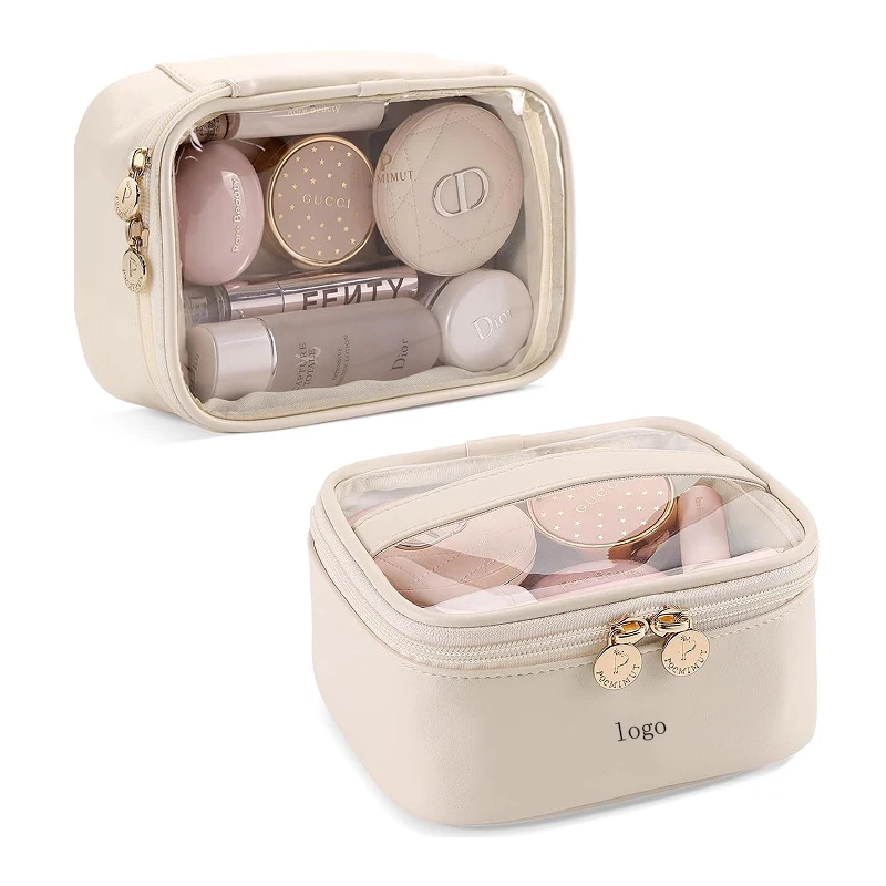 Небольшая большая косметичка из искусственной кожи с прозрачным окошком