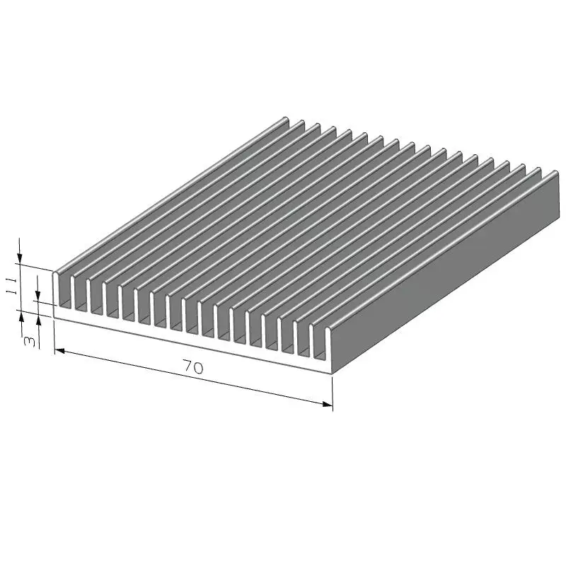 PCB aluminum profile heatsink IC heatsink extrusion 70(W)*11(H)mm