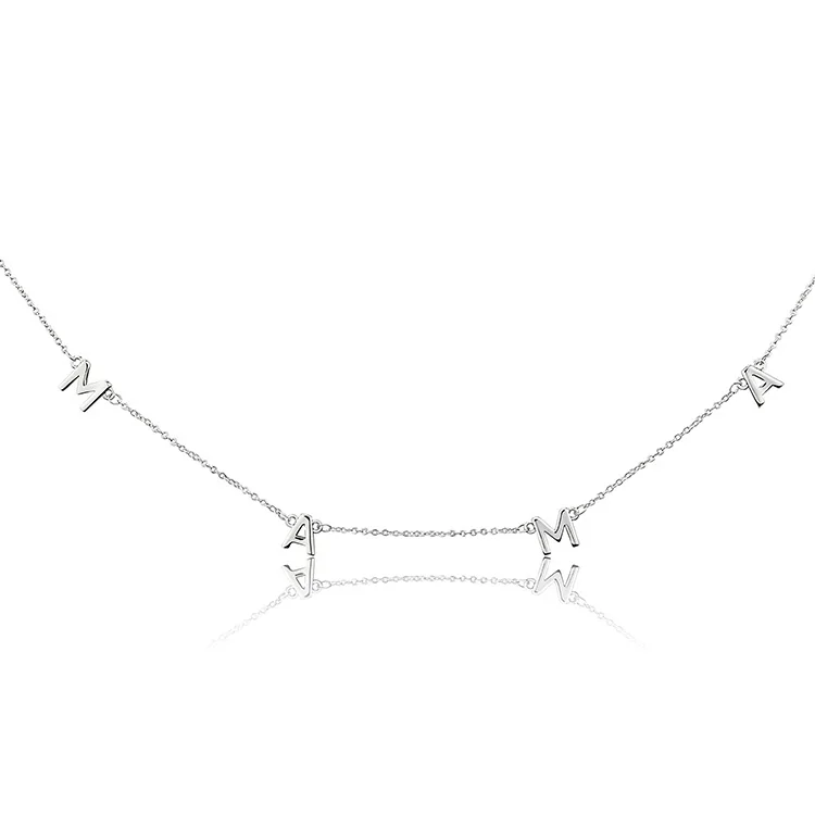 Заводская распродажа 925 стерлингового серебра позолоченная мама письмо звено цепи ожерелье