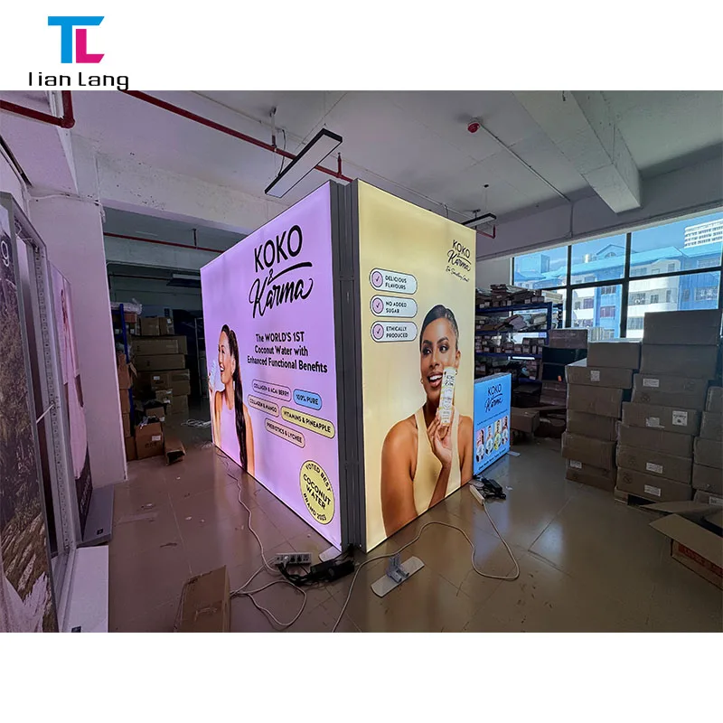10x10 Folding Reusable Custom Advertising Promotion Fabric Aluminum Backdrop Expo Booth Backlit Exhibition SEG Pop Up Lightbox
