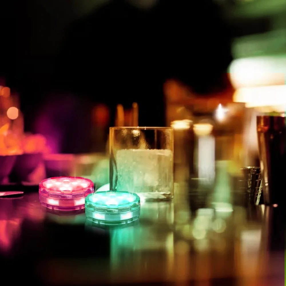 Battery Operated IP68 Waterproof Push Button Control RGB Color LED Submersible Light for Christmas Decoration