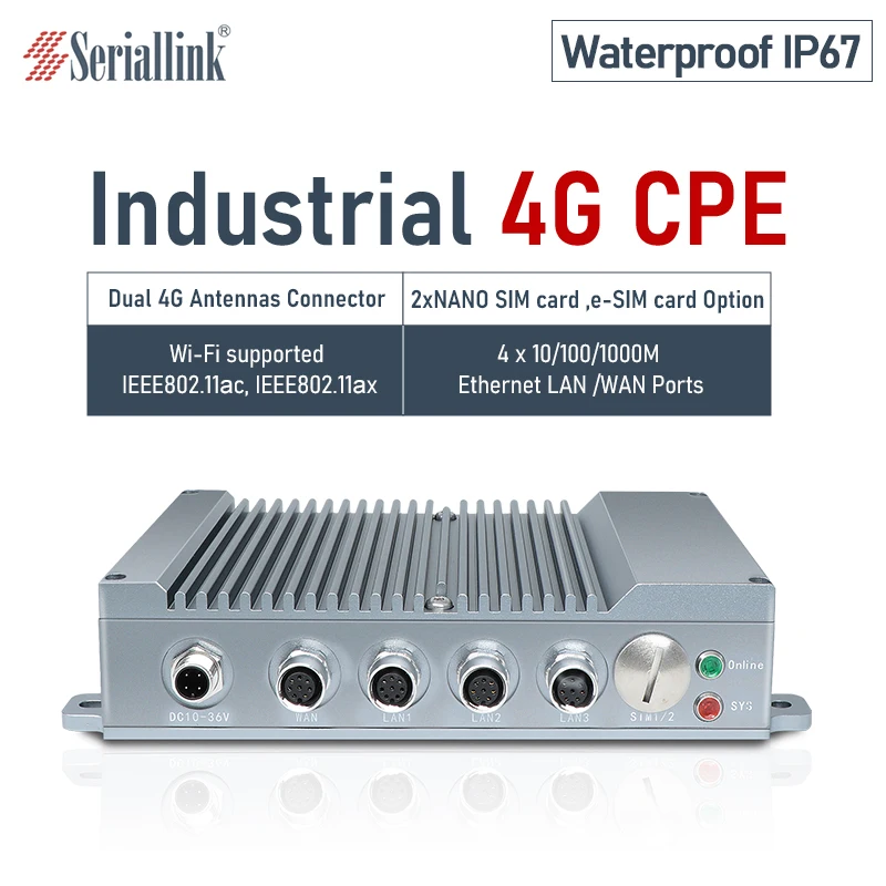 SERIALLINK 4G промышленный CPE балансировочный маршрутизатор с двумя SIM-картами LTE 4xM12-A Ethernet LAN порты IP67 SLK-RT990-4G