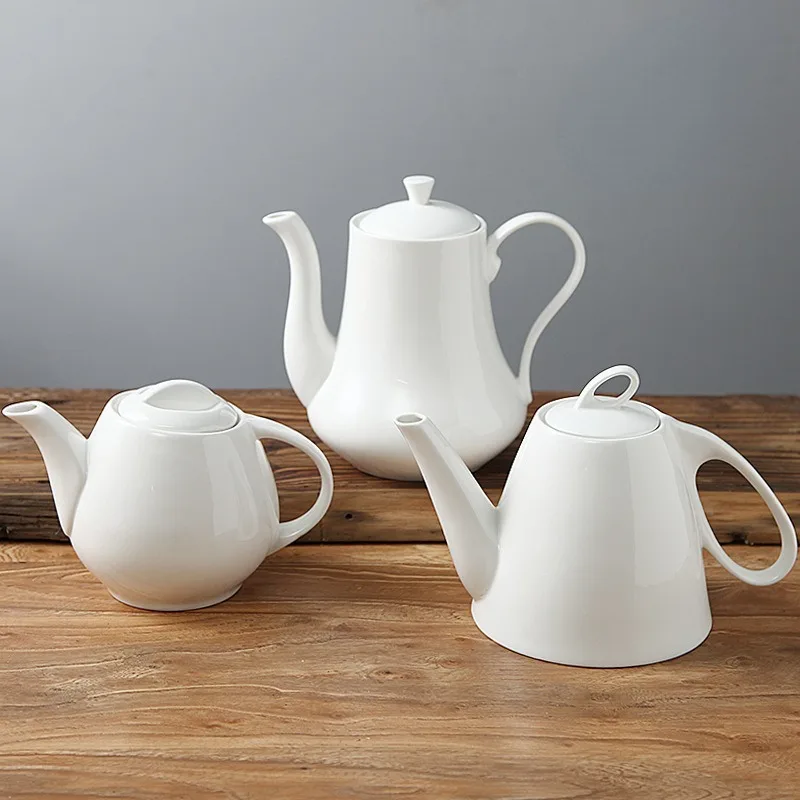 Nordic Simple Solid Color White Porcelain Multi Container Ceramic Tea Pot Tea Cup Saucer Jar Milk Sugar Pot Gravy Boat