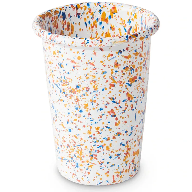 Eco friendly Korea novelty pattern splash swirl design metal enamel splatter coffee cup tumbler without handle
