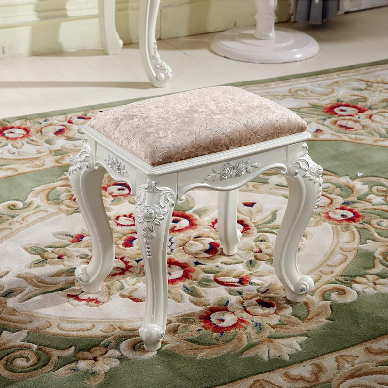 Bedroom Furniture Luxury Classic White Wooden Mirrored Dresser Makeup Vanity Dressing Table with Drawers