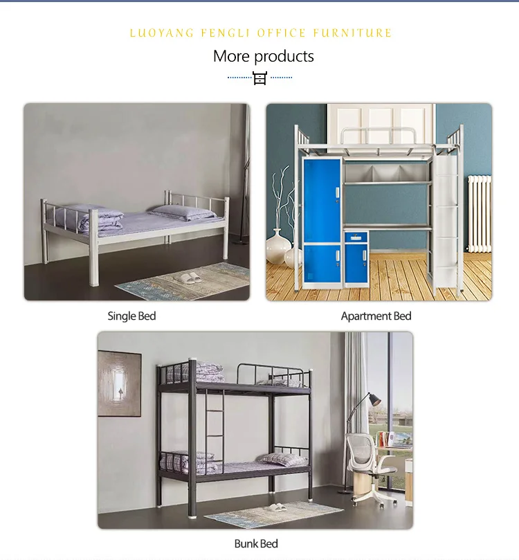 China OEM School Furniture Adult Usage School Dormitory Bunk Steel Bed With Table Cabinet And Wardrobe