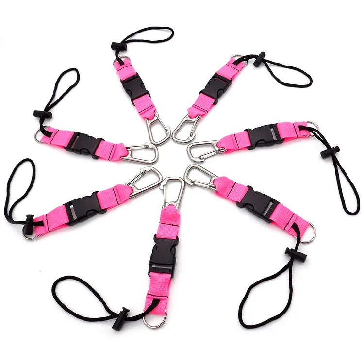 GuoFeng Customized Pink Elastic Coiled Lanyard With Snap Karabiner