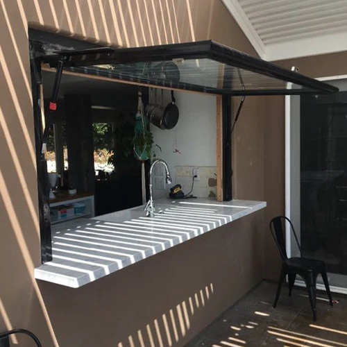 Deda Upward window factory price color can be customized aluminum frame manual Gas Strut 90 degree awning Windows for house