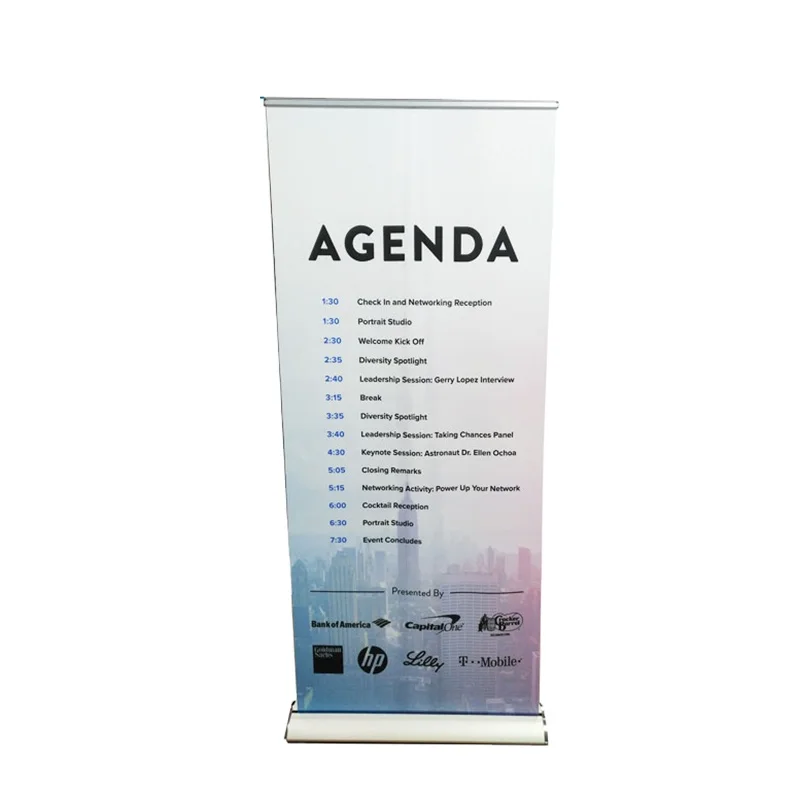 High Demand Products Horizontal Wide Base Led Roll Up Stand Banner Display Stand