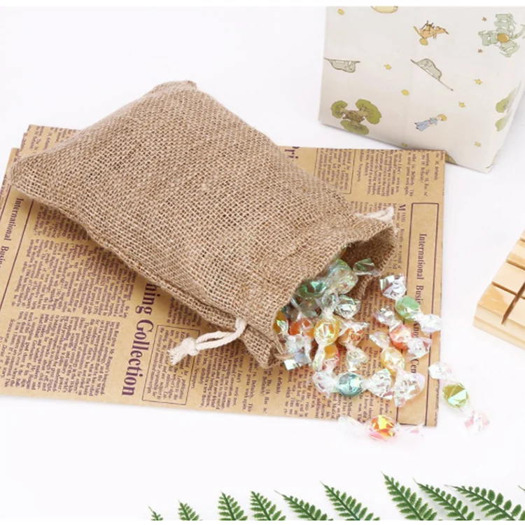 Cheap high quality environmental protection customized logo small size beam mouth jute bags For Coffee Beans