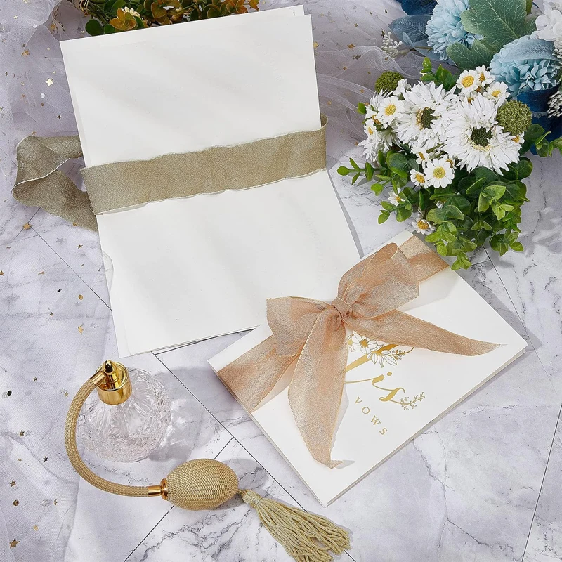 Custom His Her Groom Bride Marriage Record Wedding Vow Card A Pair Of 2 Silk Ribbon