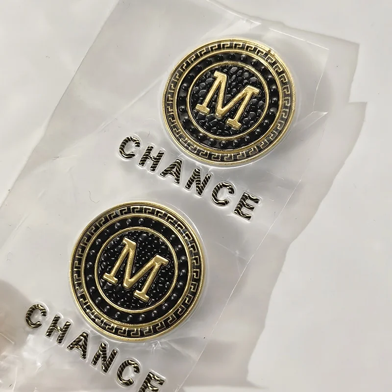 High quality golden flag badge Custom TPU heat transfer 3D embossed logo Sustainable high-frequency soft PVC labels