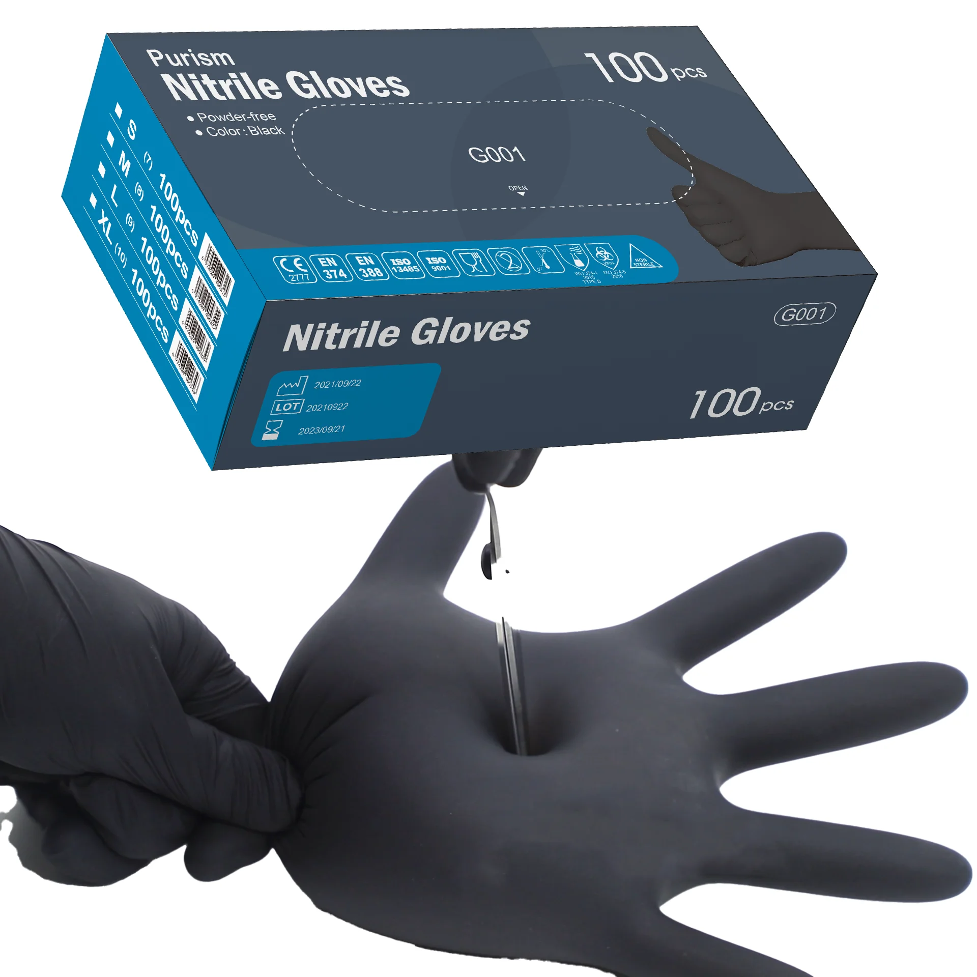 Black nitrile gloves powder free safety glove Best Price