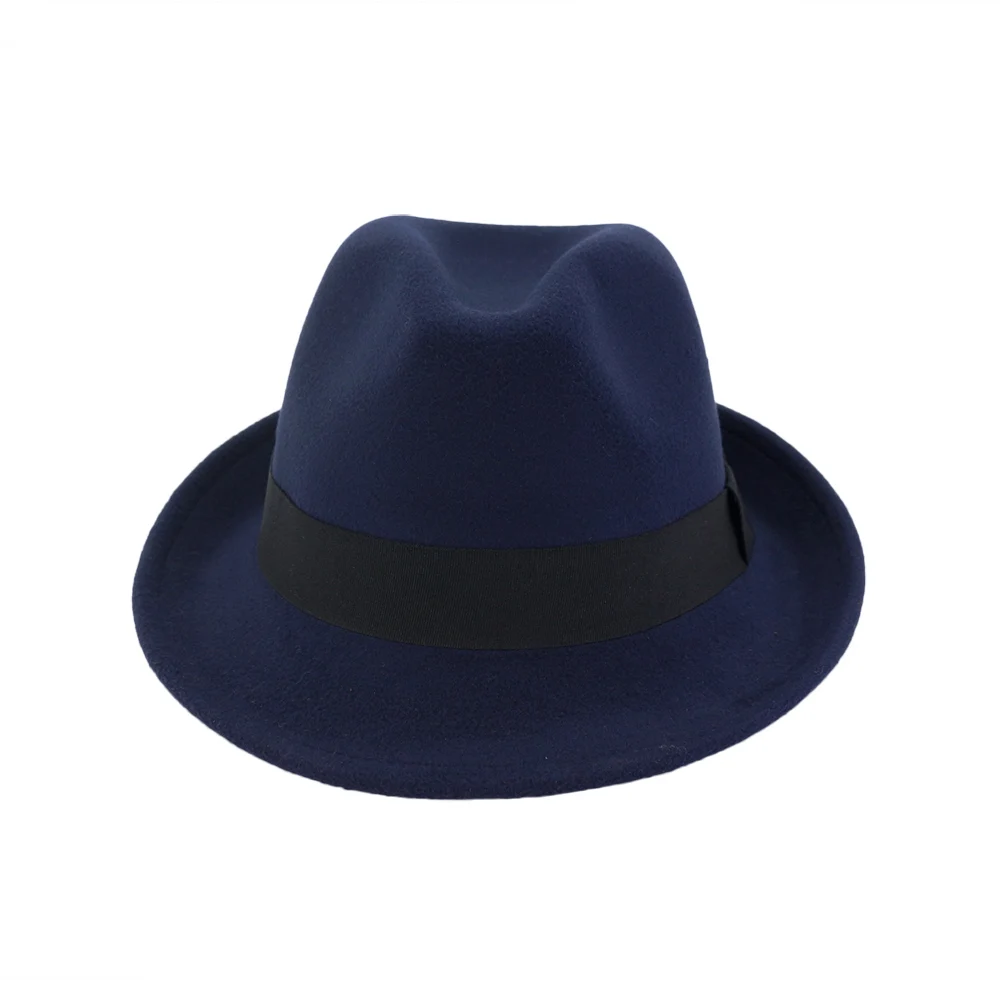 New Fashion Pork Pie Hat With Feather Pencil Brim Curl Wide Open Man Hat Pork Pie Hat