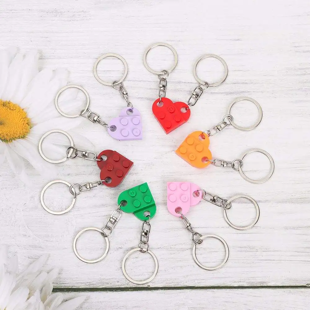 K007 Cute Love Heart Brick Keychain Couples Keychain Best Friendship for Women Men Separable Key Ring Jewelry Gifts