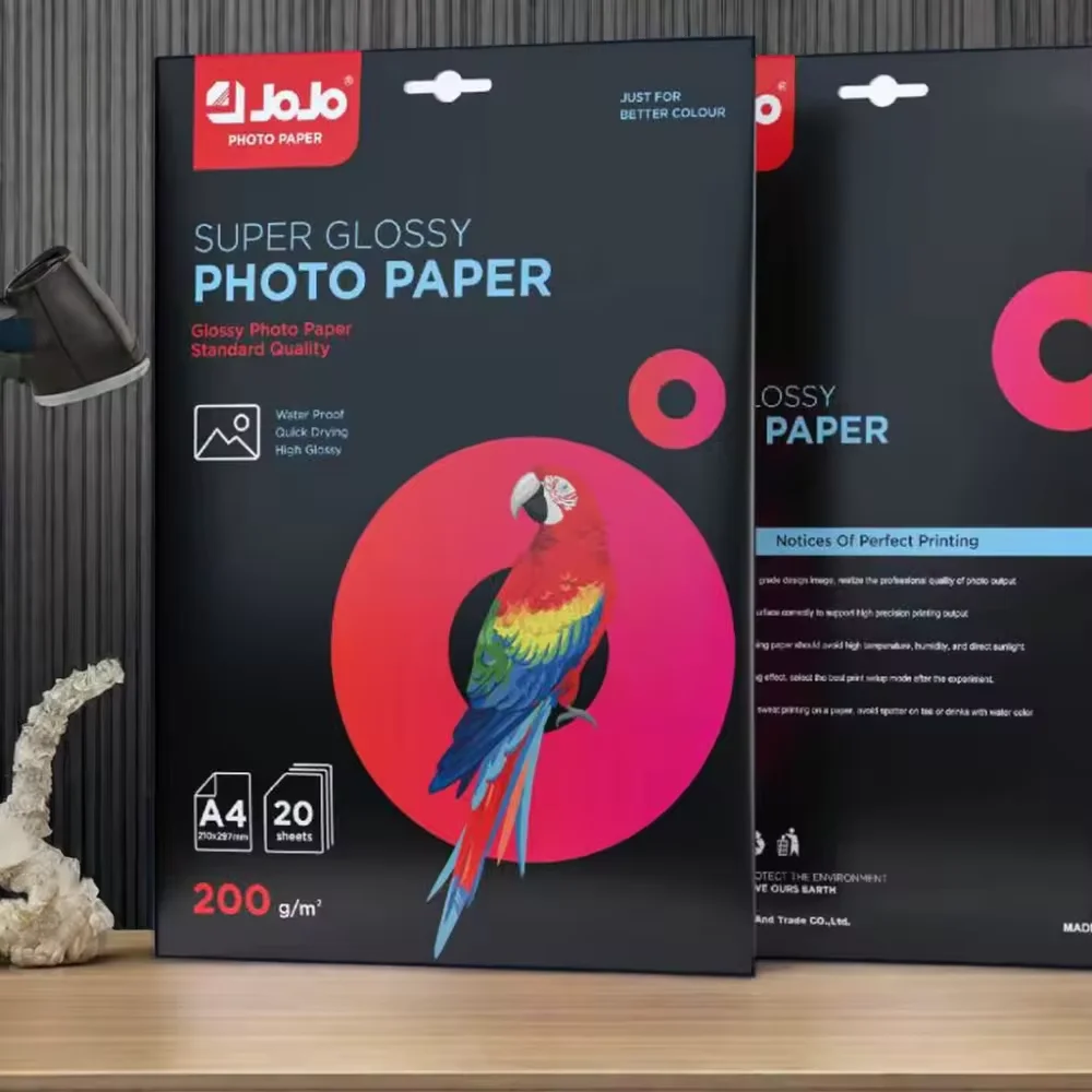 One Face 200g High Gloss A4 Size One Side Photo Paper for Inkjet Printers Waterproof Label Jojo Paper Color Inkjet Photo Paper