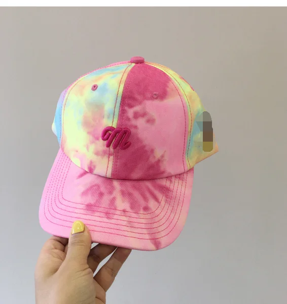 2021 New Fashion Bulk Outdoor Custom Your Own Embroidery Logo Dad Hat Washed Women Tie Dye Colorful Baseball Caps