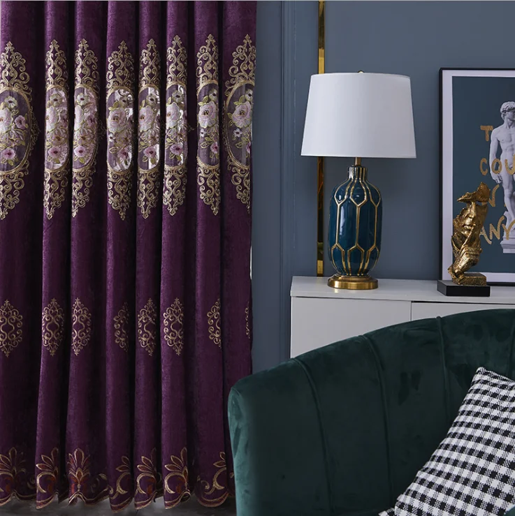 hot sale luxury european style window curtain  ready made finished curtains for living rooms