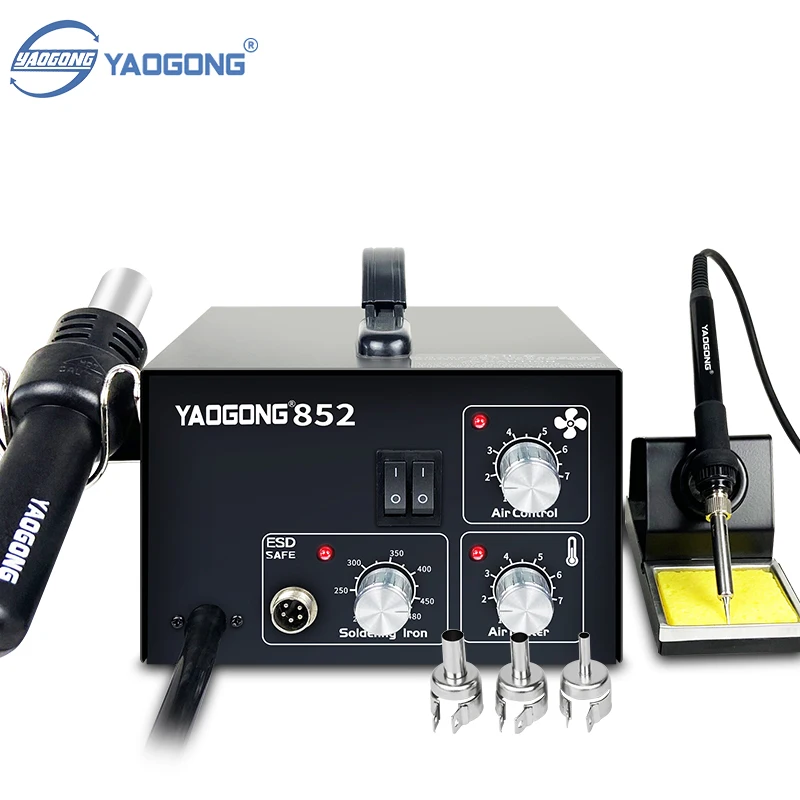 YAOGONG 852 2 in1 Adjustable Constant Temperature Mobile Phone Repair Welding Electric Soldering Iron Rework Station