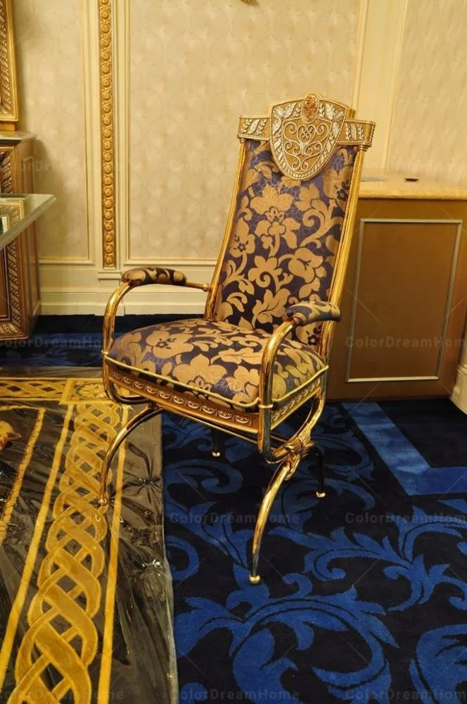 High-end luxury gold leather swivel chair for office furniture