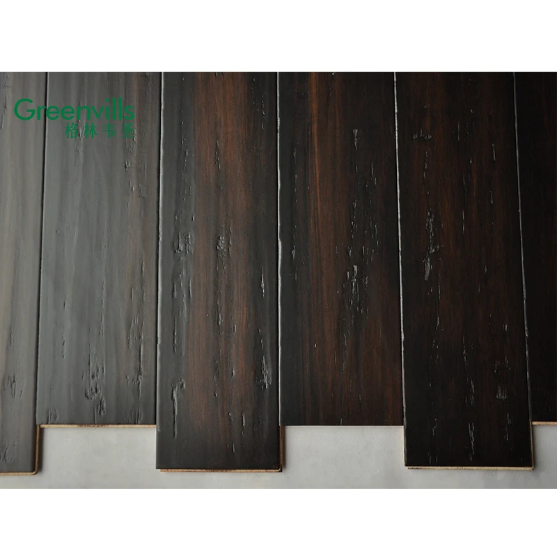 14MM thickness engineered bamboo wood flooring, factory wholesales worn black wood floor