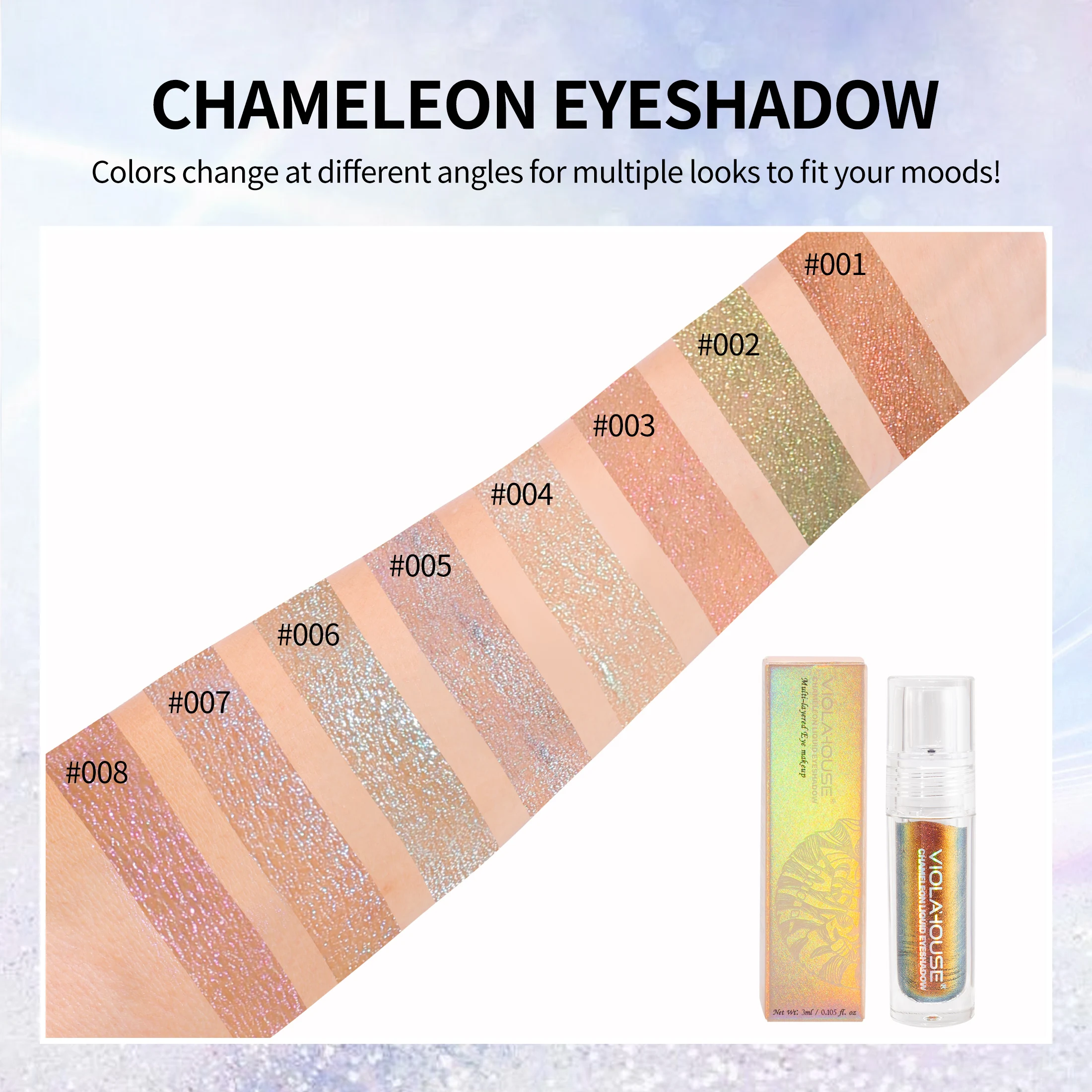 OEM/ODM Metallic Liquid Chameleon Eyeshadow Multi-color Eye Makeup Multichrome Glitter Eyeshadow