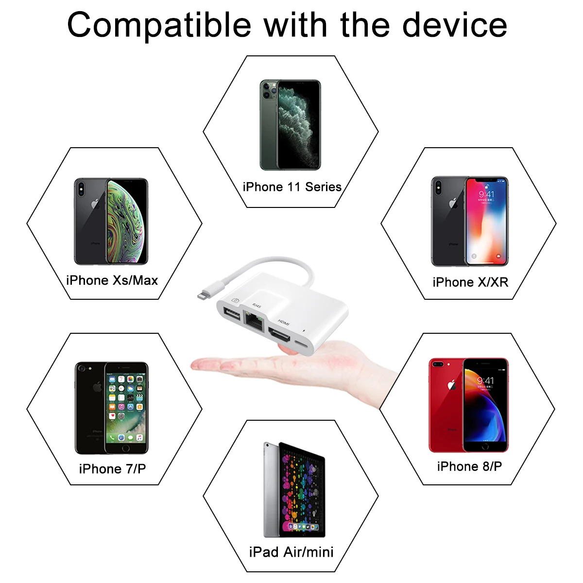 Для Apple iPad Свет нин цифровой AV кабель адаптер OTG Rj45 Ethernet-адаптер для