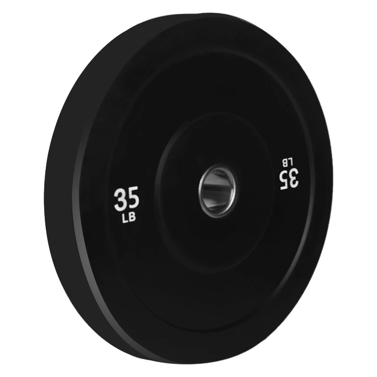 Fitness Gym Workout Barbell Weight Lifting LBS KG Custom Black Rubber Bumper Plates