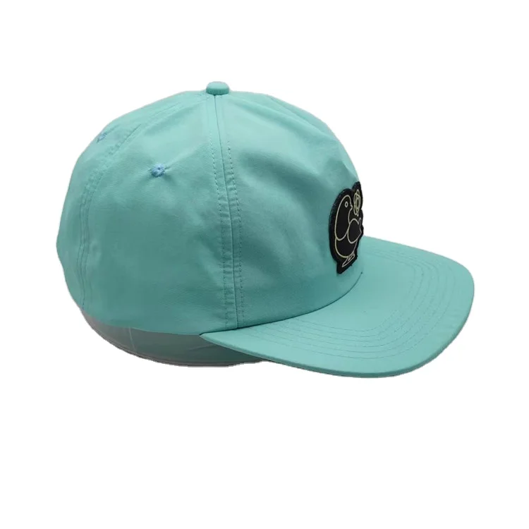 5 panels unstructured nylon waterproof flat brim snapback cap