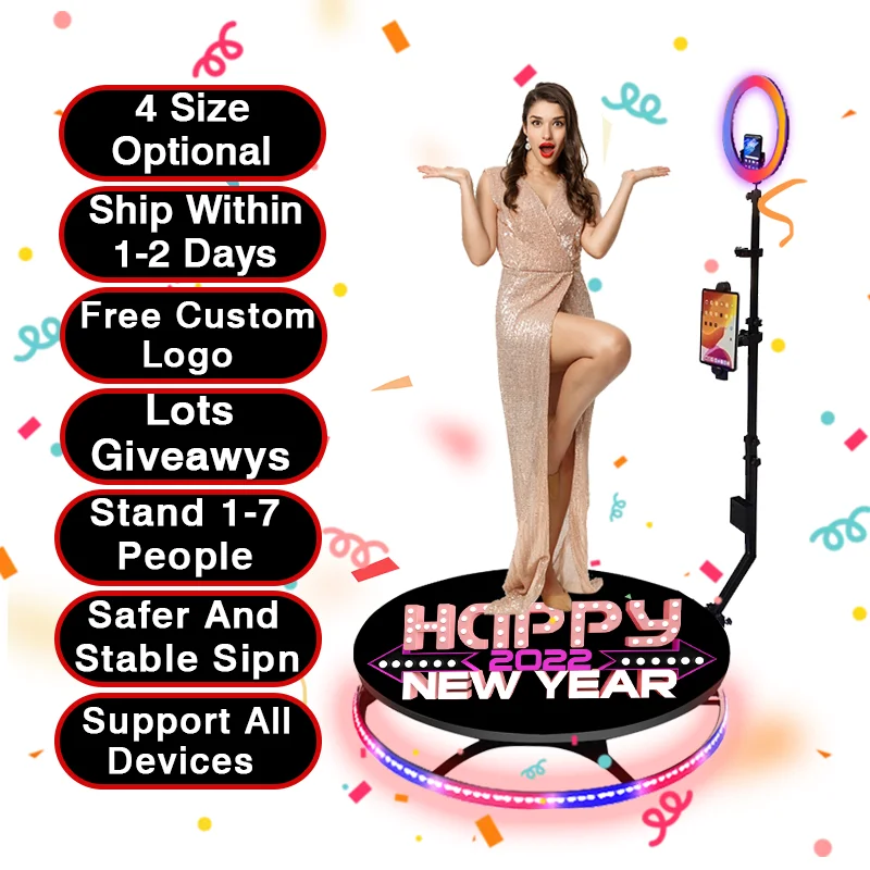 rgb light slow motion rotating 360 photo booth 360 spin photobooth automatic spin with travel case