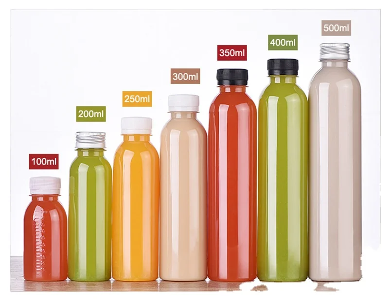 
Juice Packaging Plastic Transparent PET Aqua Sample Points Coffee Beverage Packaging Bottles 