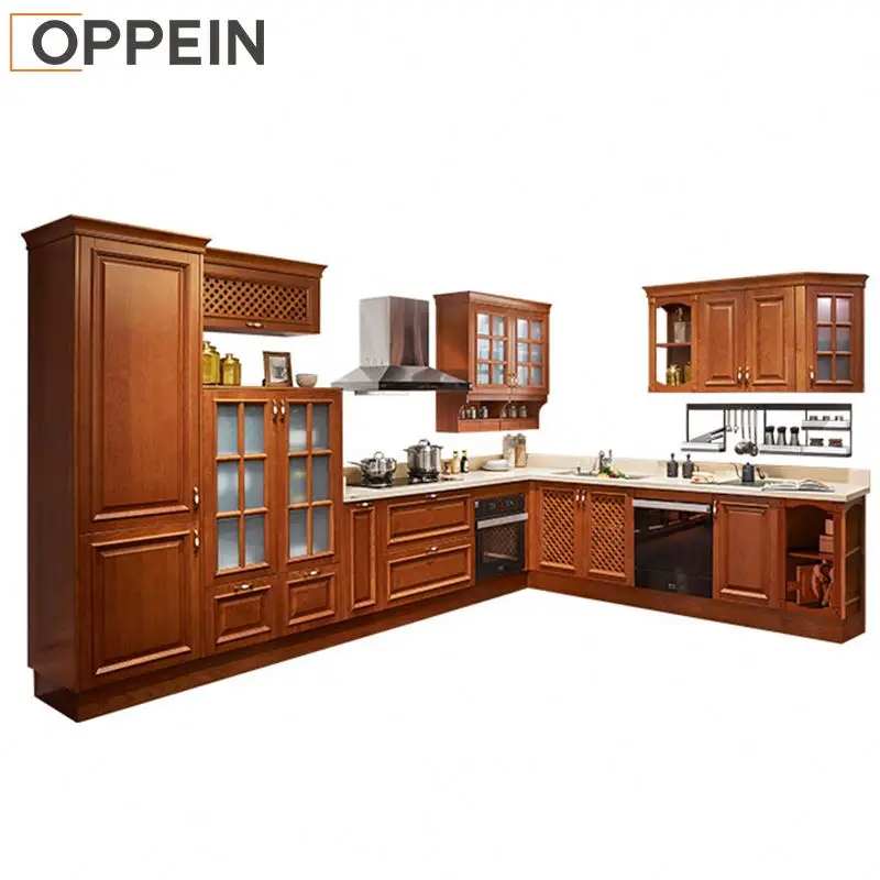 OPPEIN Foshan Modern Movable For Small Spaces Wood With Low Price Kitchen Furniture For Modern Kitchen Cabinet With Oven