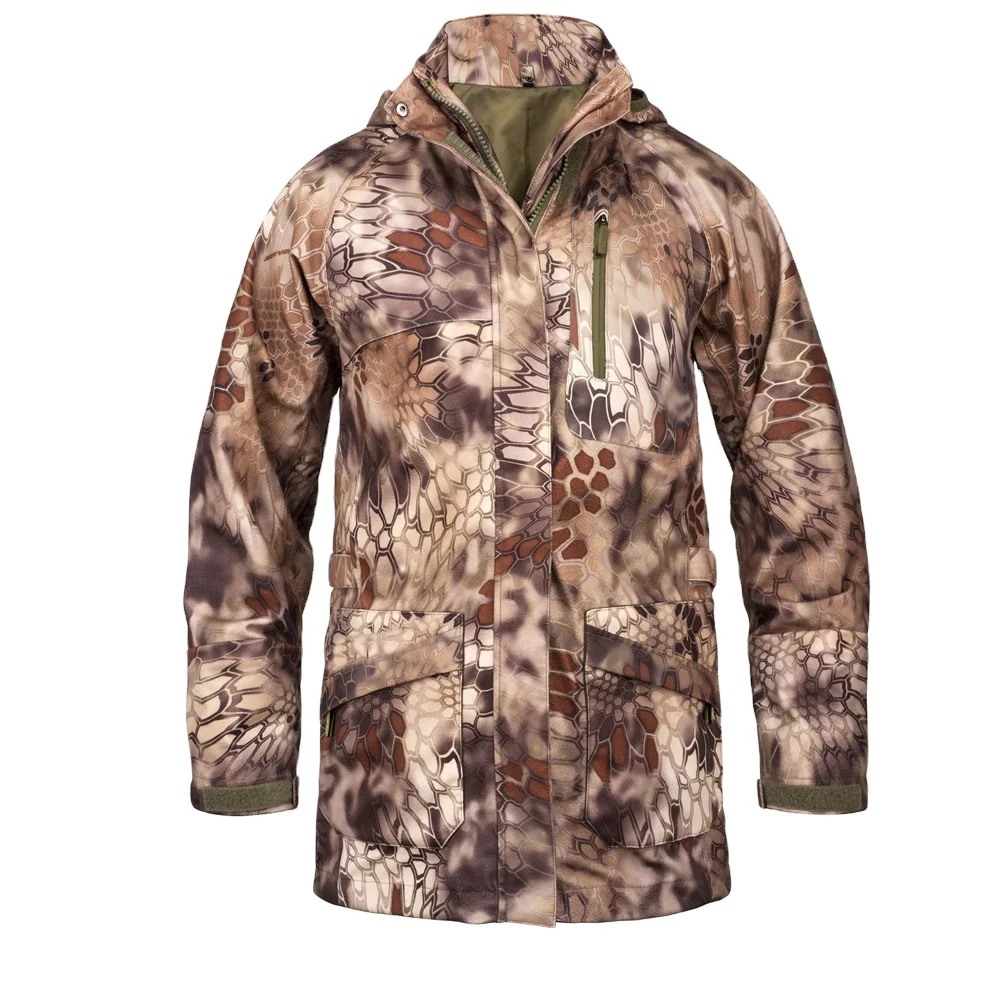 Outdoor Hunting Wear Camouflage Printed Fleece Jacket Mens Waterproof Hardshell Hunting Jacket