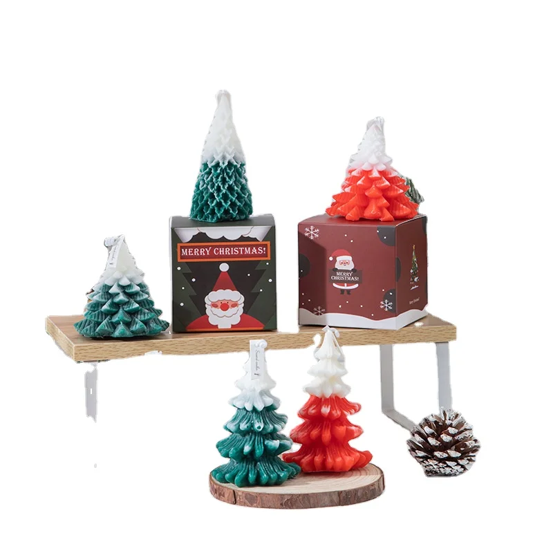 In Stock Christmas Tree Shaped Scented Candles for Home Xmas Scented Candles Gift Christmas Novelty Candle for Wedding Eve