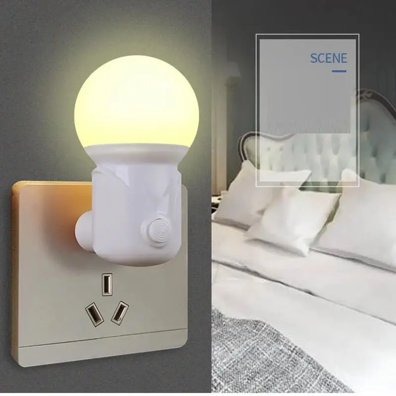 Portable Socket Portable Bedroom Living Room Mini Switch Cute Kids Baby  Lamp Reading Book Wall Plug LED Night Light